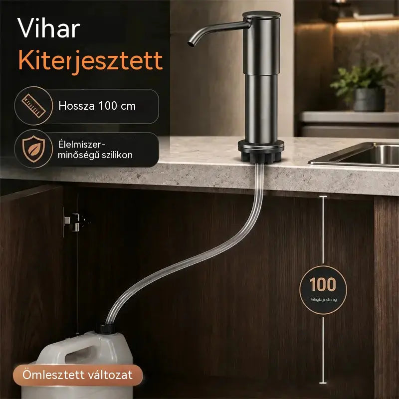 【Korlátozott ideig 50% kedvezmény!】Beépített szappan- és mosószeradagoló konyhai mosogatóba, prémium rozsdamentes acélból készült, közvetlenül az üvegre öblítő, kihúzható csővel és 304-es gravitációs golyóval, gyors pumpálással
