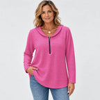 【Időszakosan 50% kedvezmény!】✨【S-5XL】Ženski jednobojni top s elegantnom plisiranom tkaninom, ovratnikom Petra Pana, zatvaračem na patentni zatvarač i klasičnim krojem preko ramena.