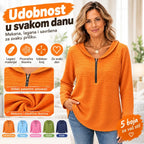 【Időszakosan 50% kedvezmény!】✨【S-5XL】Ženski jednobojni top s elegantnom plisiranom tkaninom, ovratnikom Petra Pana, zatvaračem na patentni zatvarač i klasičnim krojem preko ramena.