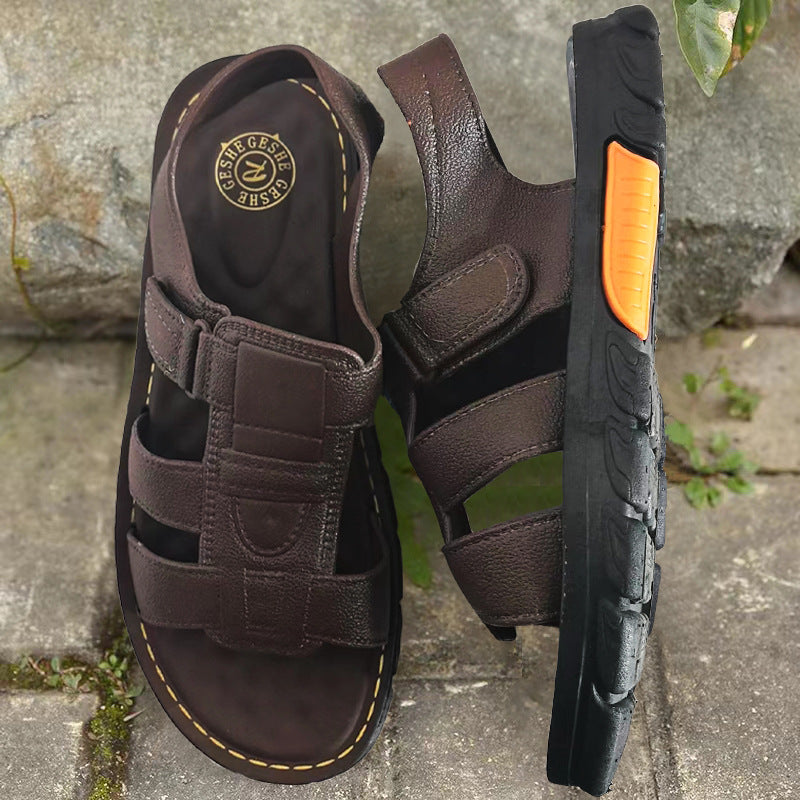 【38~44】Csúszásmentes, puha bőrből készült, kézzel készített strandszandál férfiaknak