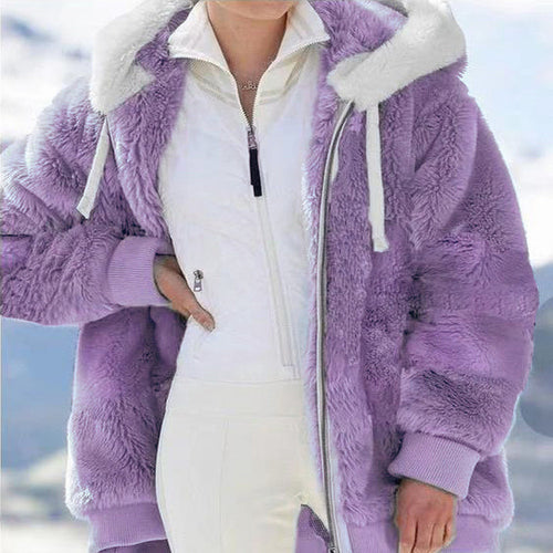 ☃️Raktárkisöprés – Lenyűgöző 50% kedvezmény!❄️【S-5XL】2026 Női őszi-téli laza, plüss cipzáras kapucnis kabát