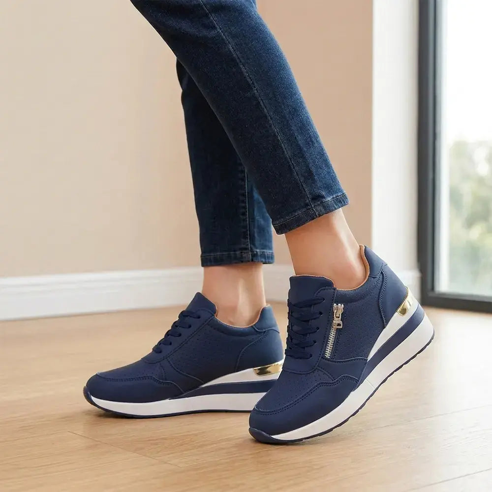 【Időszakosan 50% kedvezmény!】👟【36–43】Nagy méretű, bebújós, éktalpú sportcipő – Könnyű, hétköznapi platformcipő – Kényelmes cipő sétához és edzéshez