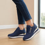 【Időszakosan 50% kedvezmény!】👟【36–43】Nagy méretű, bebújós, éktalpú sportcipő – Könnyű, hétköznapi platformcipő – Kényelmes cipő sétához és edzéshez
