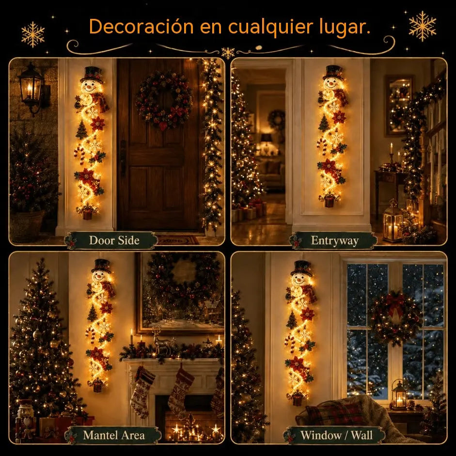 🎄 MerryCascade világító karácsonyi ajtódísz | 6 ünnepi dizájn, meleg fény, 3D részletek és helytakarékos függőleges kialakítás✨