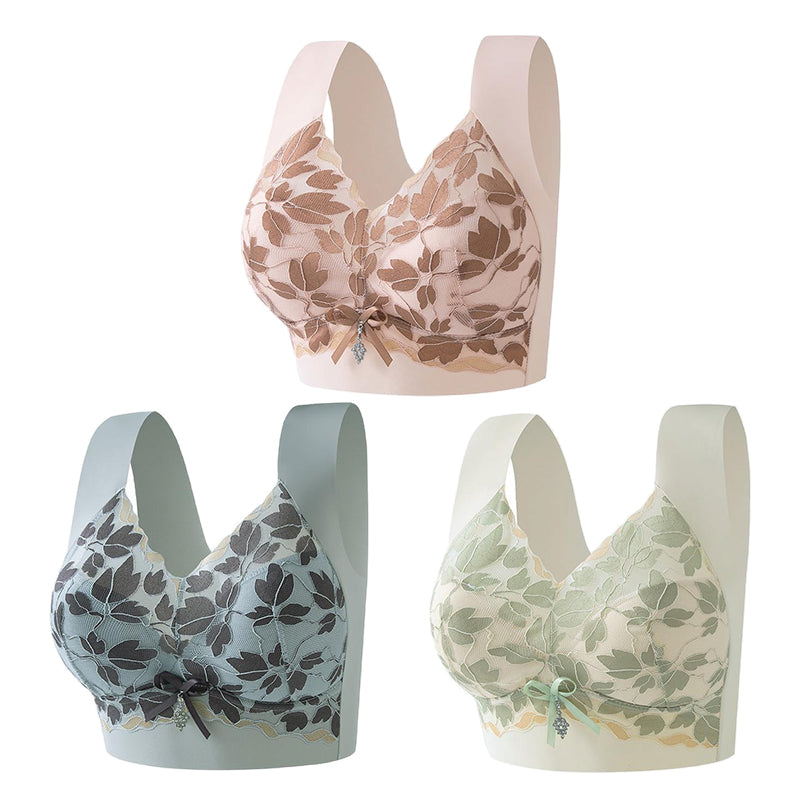 【Akciós ár】【Vásároljon 3-at, kapjon 3-at ingyen】M-4XL Plus Méretű Csipkés Melltartó, Acélgyűrű Nélkül, Luxus Gyönyörű Hátrész, Szexi Légáteresztő, Varratmentes Melltartó【40~100kg】