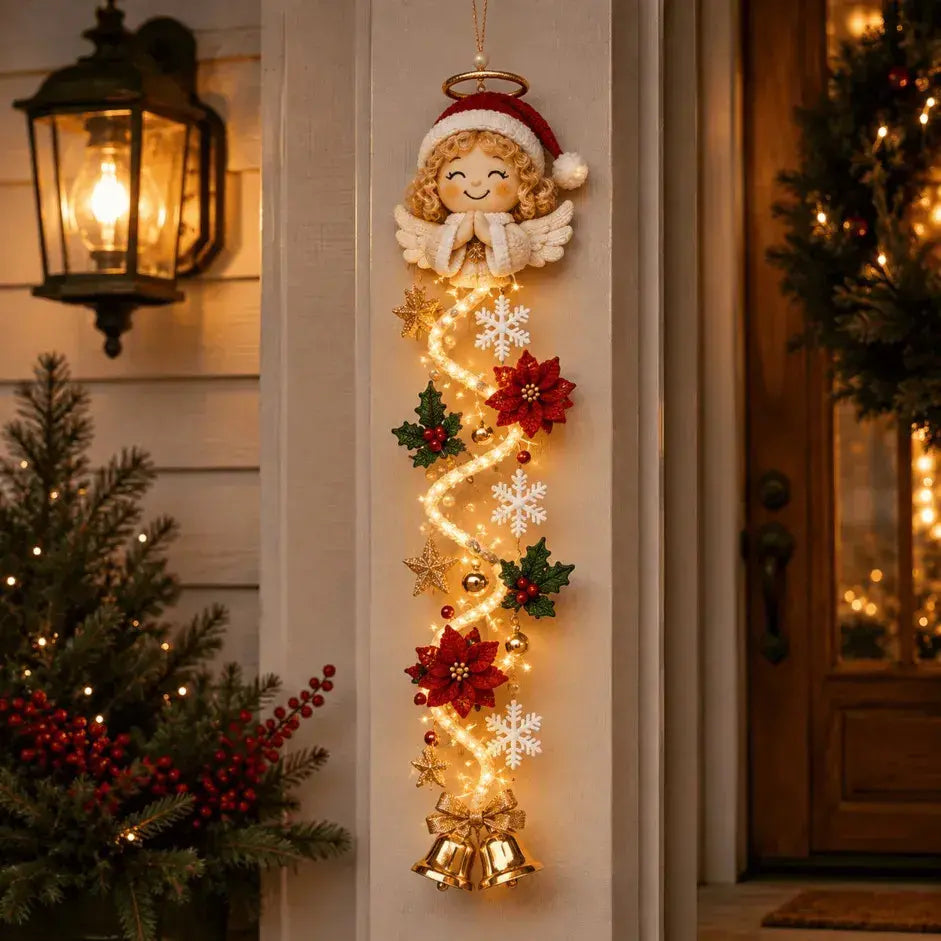 🎄 MerryCascade világító karácsonyi ajtódísz | 6 ünnepi dizájn, meleg fény, 3D részletek és helytakarékos függőleges kialakítás✨