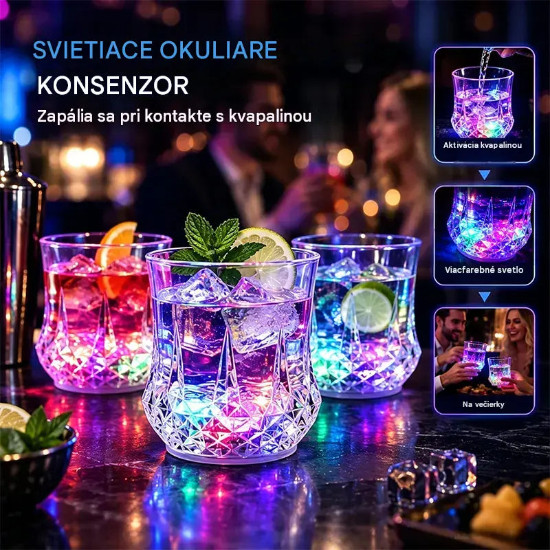 【50% kedvezmény, csak korlátozott ideig!】✨💎Crystal pohárkészlet italokhoz, folyadék által aktivált LED-világítással🥂