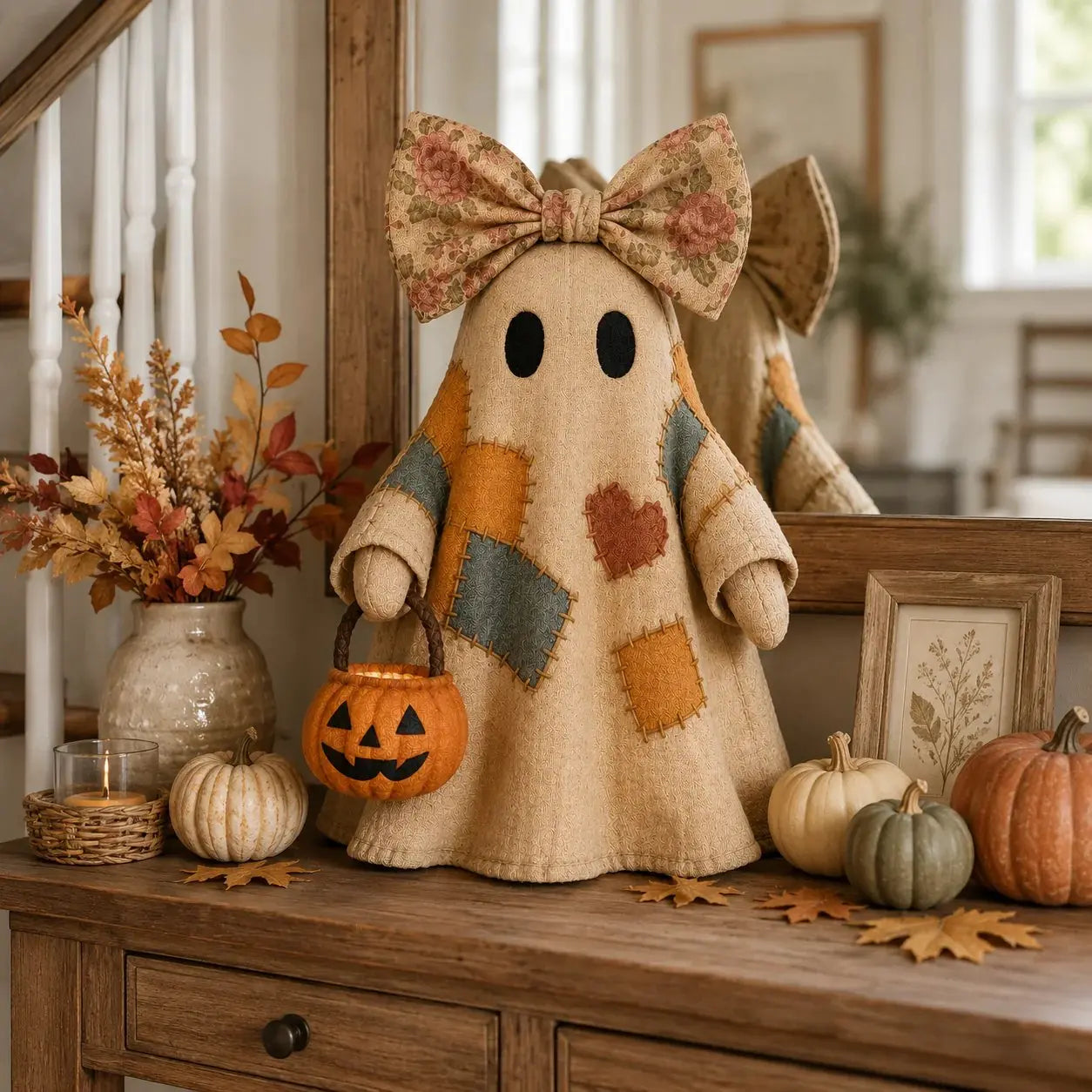 【50% kedvezmény!】Halloween szellemes patchwork dekoráció, hogy még varázslatosabb legyen az ünnepi hangulat🎃✨🍂