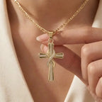 【Időszakos 50% kedvezmény!】🎀💖Végtelen kereszt nyaklánc szett 14 karátos gyémántokkal kirakva