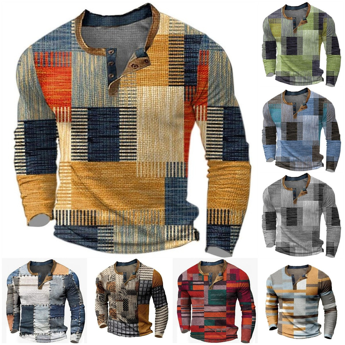 [Korlátozott ideig kapható] [S-4XL] Férfi hosszú ujjú mintás póló