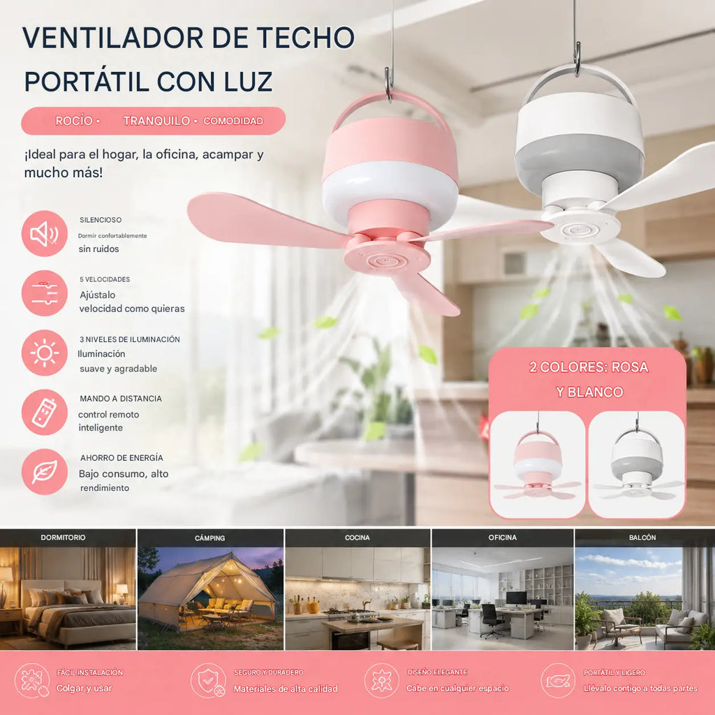⏰Időben korlátozott ajánlat: Újratölthető mennyezeti ventilátor LED lámpával! 🌬️✨