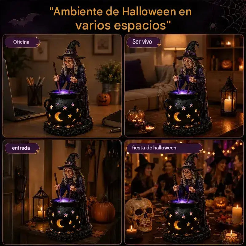 🧙‍♀️🎃 Estatua de bruja de Halloween en caldero
