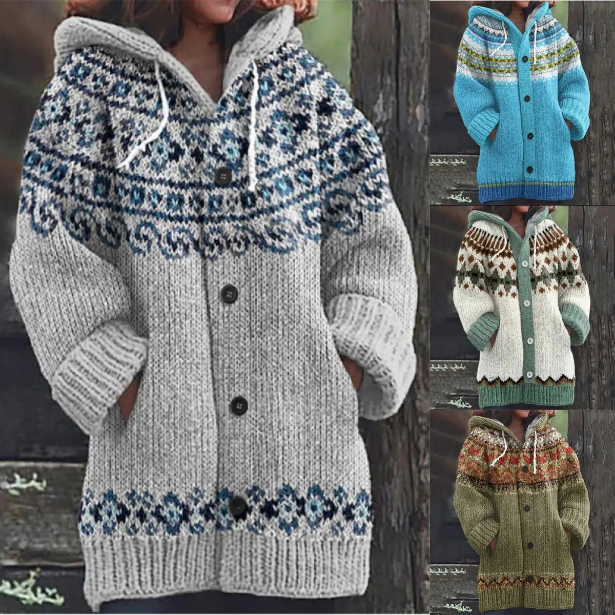 【Időszakosan 50% kedvezmény!】🔥🔥【S–5XL】✨Új, színes, kapucnis kötött kabát őszre/télre