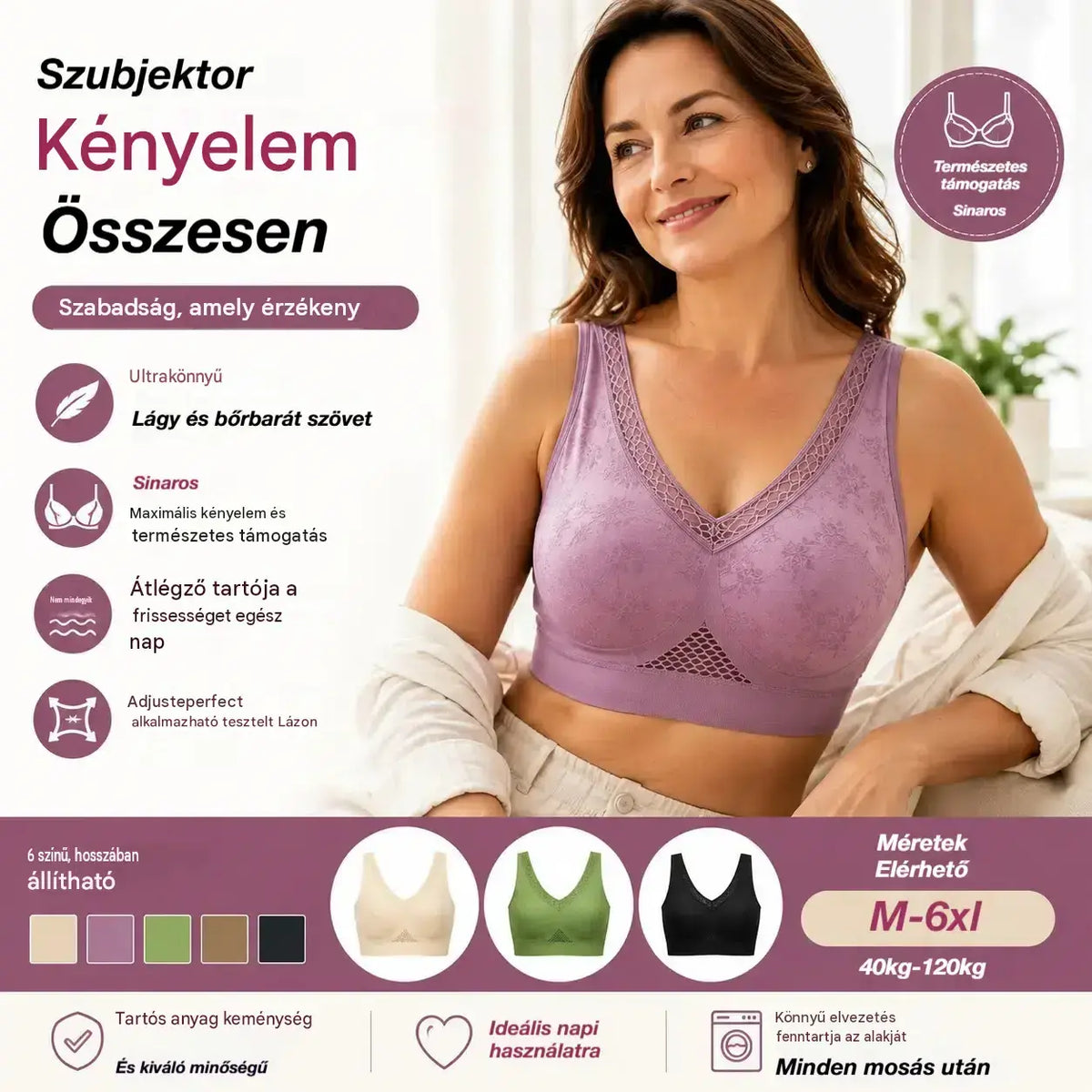 【Korlátozott ideig 50% kedvezmény!】😍❤️40-120 kg【3 db-os csomag 】Női merevítő nélküli csipkés melltartó, magas tartást biztosítva❤️