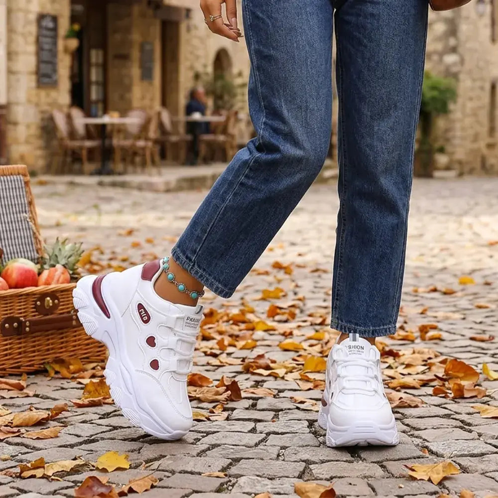🔥【35-42】👟Női Chunky Dad platform tornacipők - Rejtett éktalpú - Fűzős, hétköznapi, színblokkos tornacipők 2026