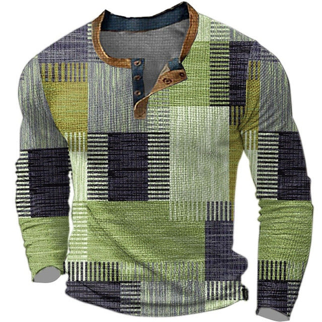 [Korlátozott ideig kapható] [S-4XL] Férfi hosszú ujjú mintás póló