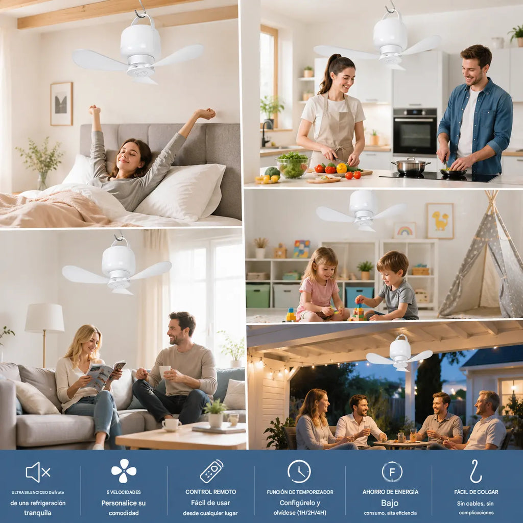 ⏰Időben korlátozott ajánlat: Újratölthető mennyezeti ventilátor LED lámpával! 🌬️✨
