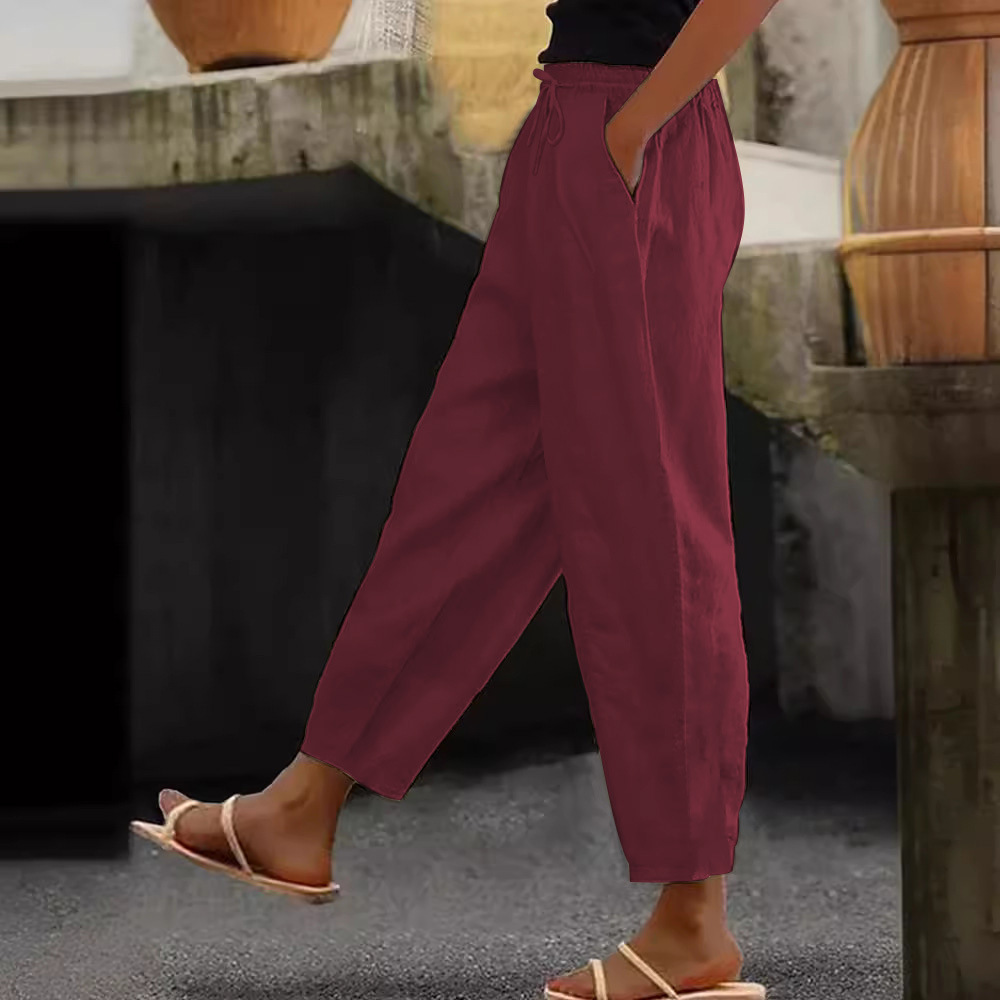 😍💕-50% kedvezmény💕【40-120 kg】Női pamut-len casual nadrág ✅️Utánvéttel