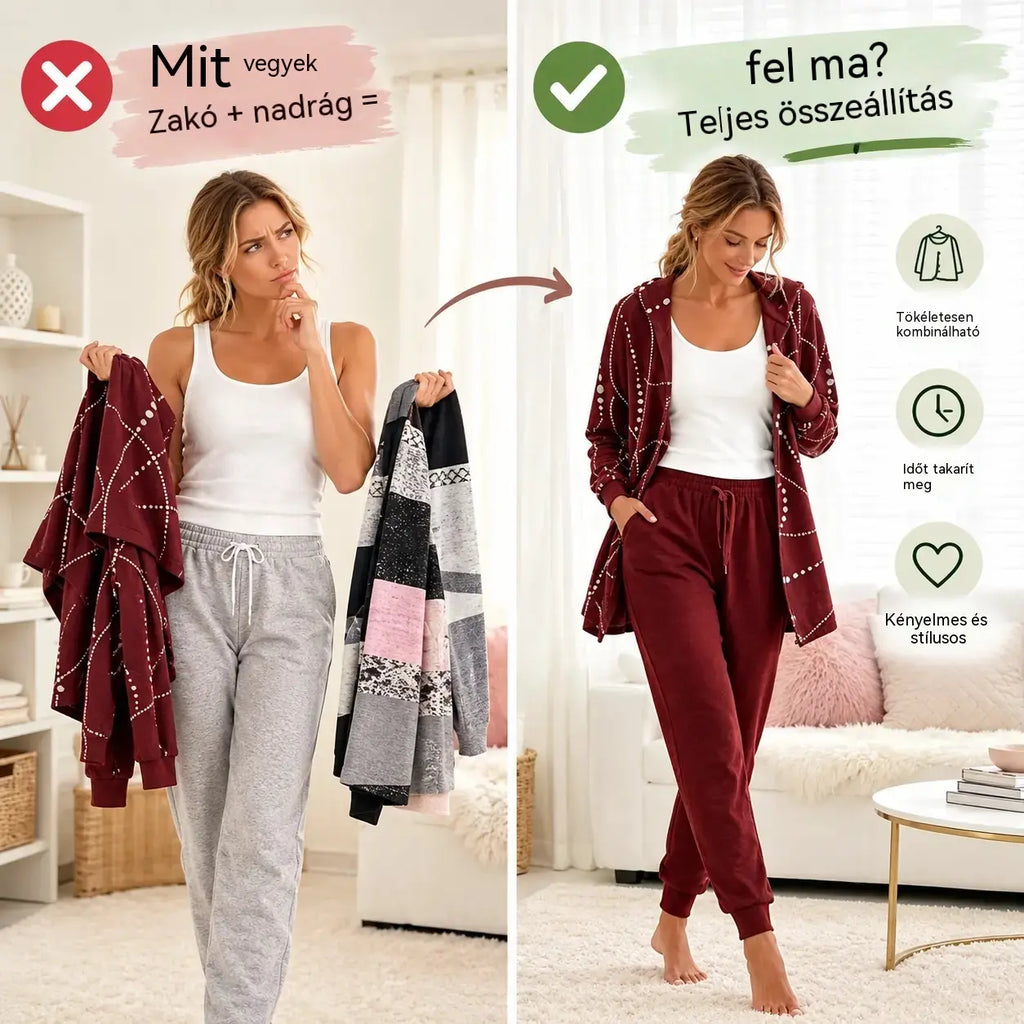 【50% kedvezmény, csak korlátozott ideig!】【S-3XL】💃 💖 Új, 2026-os otthoni szett – egyszerű és elegáns.
