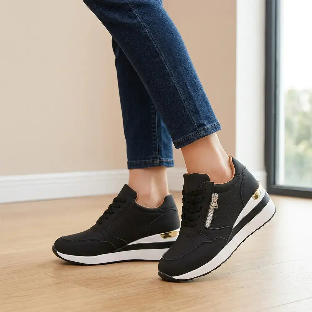 【Időszakosan 50% kedvezmény!】👟【36–43】Nagy méretű, bebújós, éktalpú sportcipő – Könnyű, hétköznapi platformcipő – Kényelmes cipő sétához és edzéshez