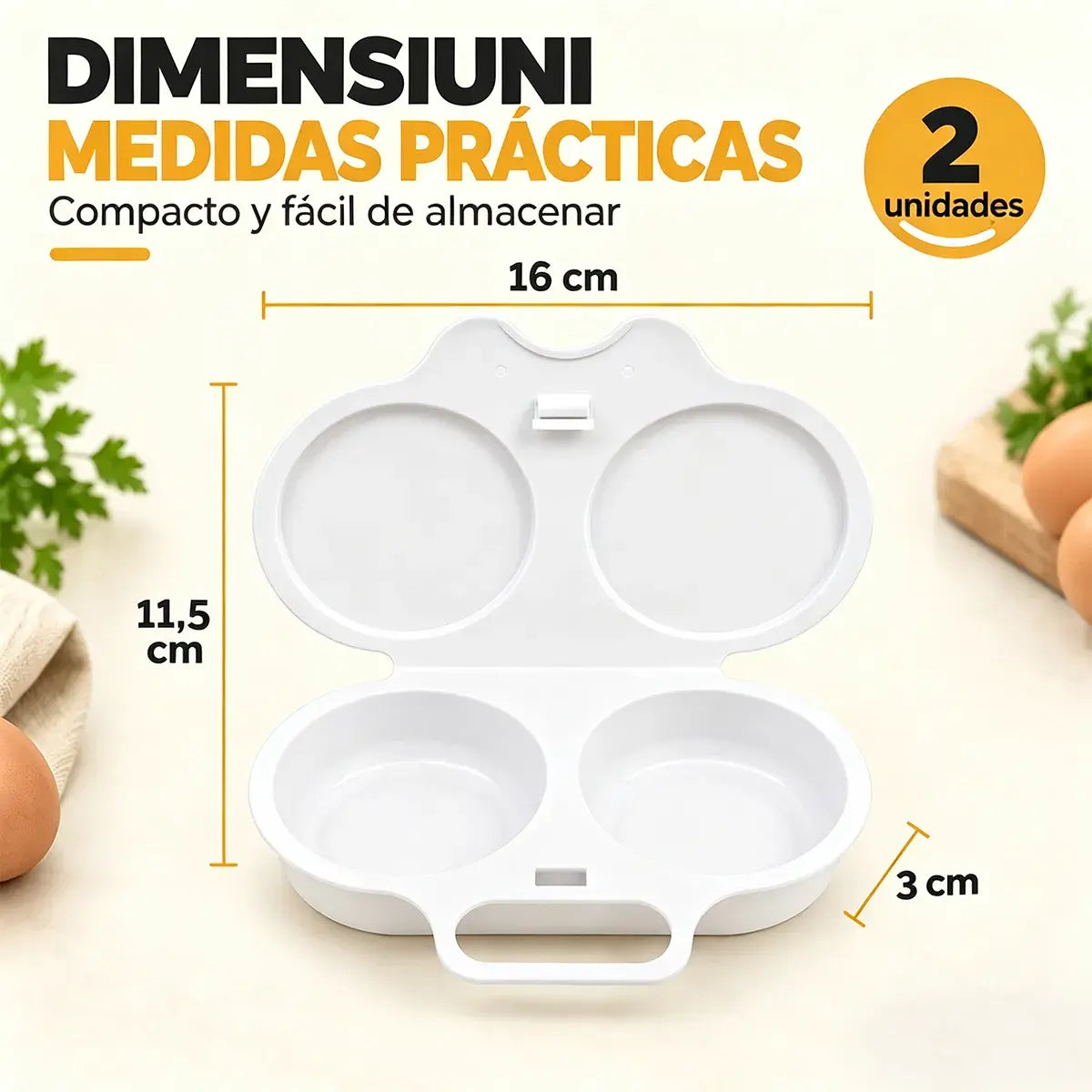 🎁2 darab💥Mikrohullámú tojásfőző: dupla rekeszes, tapadásmentes és könnyen tisztítható