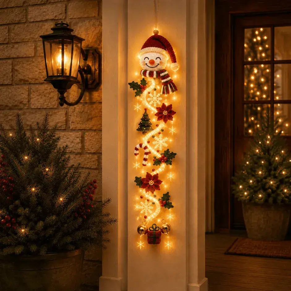🎄 MerryCascade világító karácsonyi ajtódísz | 6 ünnepi dizájn, meleg fény, 3D részletek és helytakarékos függőleges kialakítás✨