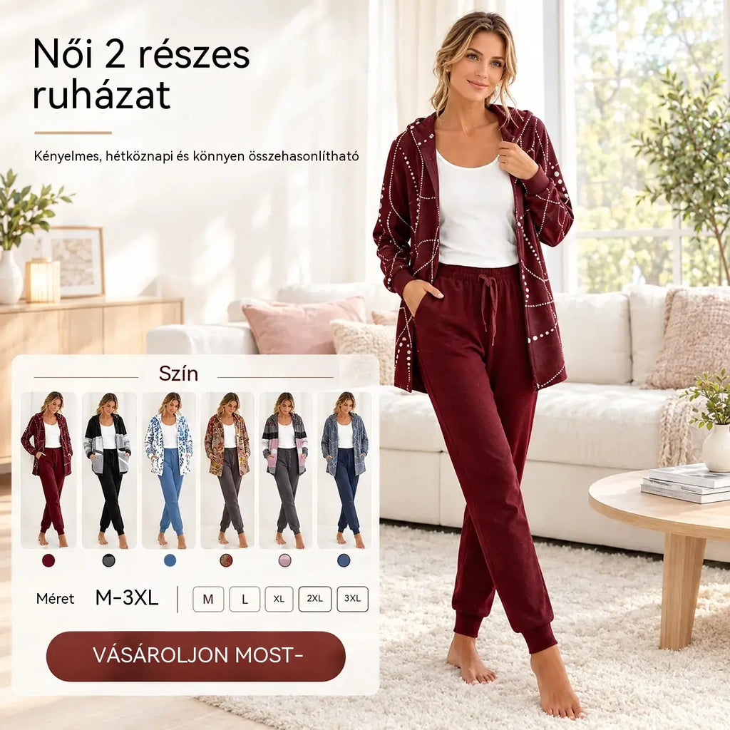 【50% kedvezmény, csak korlátozott ideig!】【S-3XL】💃 💖 Új, 2026-os otthoni szett – egyszerű és elegáns.