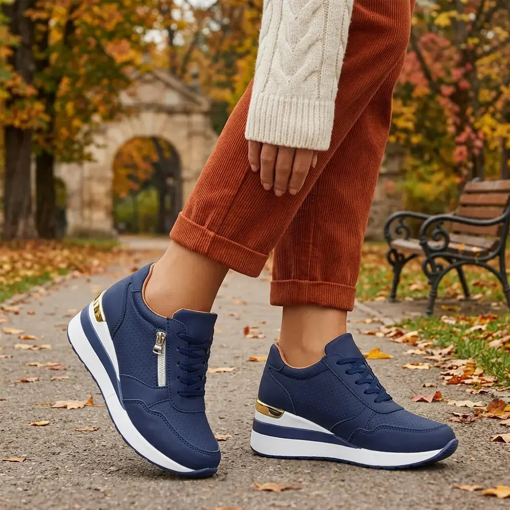 【Időszakosan 50% kedvezmény!】👟【36–43】Nagy méretű, bebújós, éktalpú sportcipő – Könnyű, hétköznapi platformcipő – Kényelmes cipő sétához és edzéshez