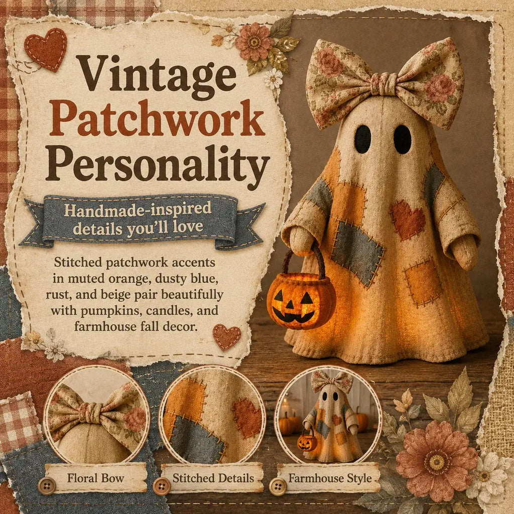 【50% kedvezmény!】Halloween szellemes patchwork dekoráció, hogy még varázslatosabb legyen az ünnepi hangulat🎃✨🍂