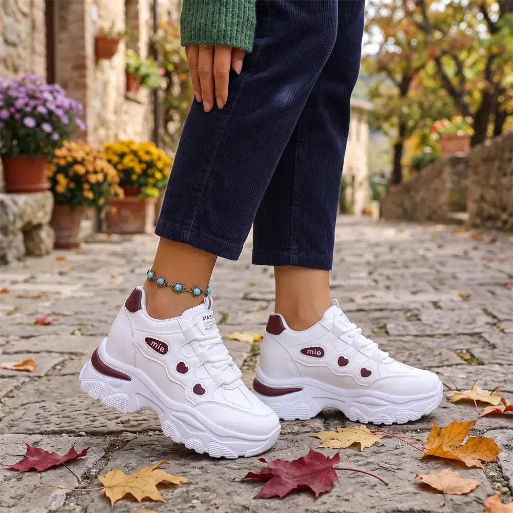 🔥【35-42】👟Női Chunky Dad platform tornacipők - Rejtett éktalpú - Fűzős, hétköznapi, színblokkos tornacipők 2026