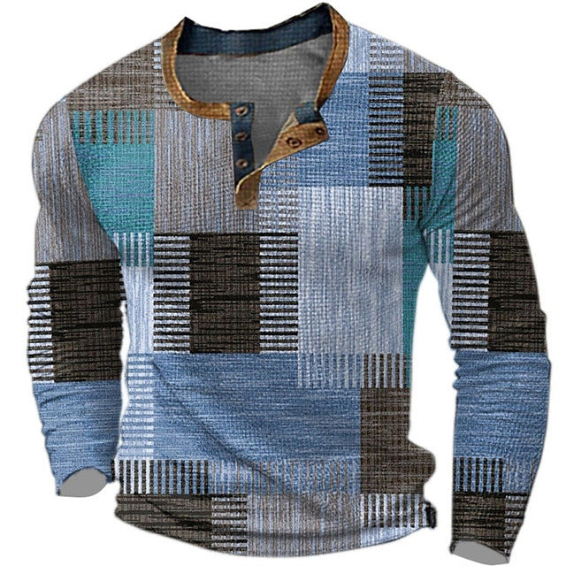 [Korlátozott ideig kapható] [S-4XL] Férfi hosszú ujjú mintás póló