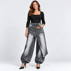 👖【Féláron, csak korlátozott ideig!】【XS-3XL】Stílusos és kényelmes, bő szárú farmer ✨💞