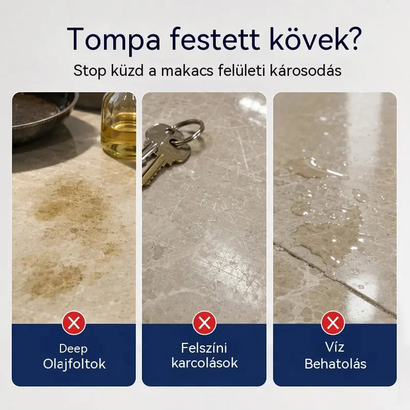 【Korlátozott ideig 50% kedvezmény!】✨ Márványtisztító és -polírozó – Gyengéden tisztít, fokozza a fényt, védi a lezárt követ ✨