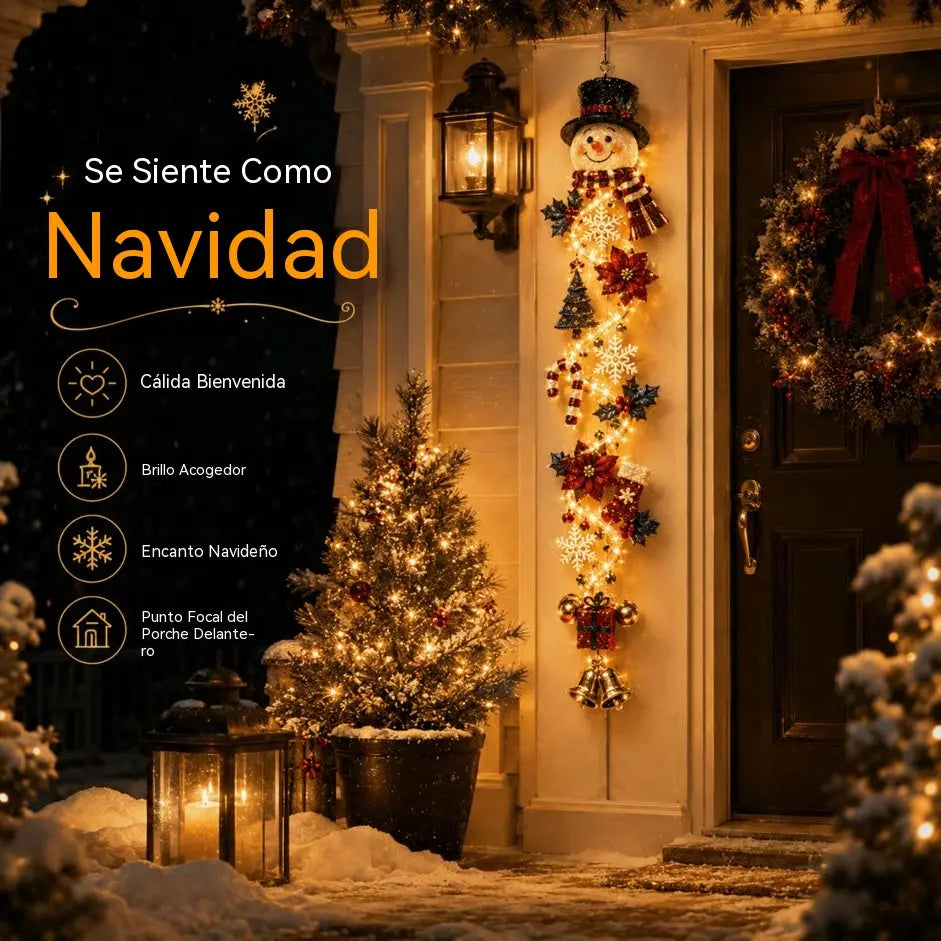 🎄 MerryCascade világító karácsonyi ajtódísz | 6 ünnepi dizájn, meleg fény, 3D részletek és helytakarékos függőleges kialakítás✨