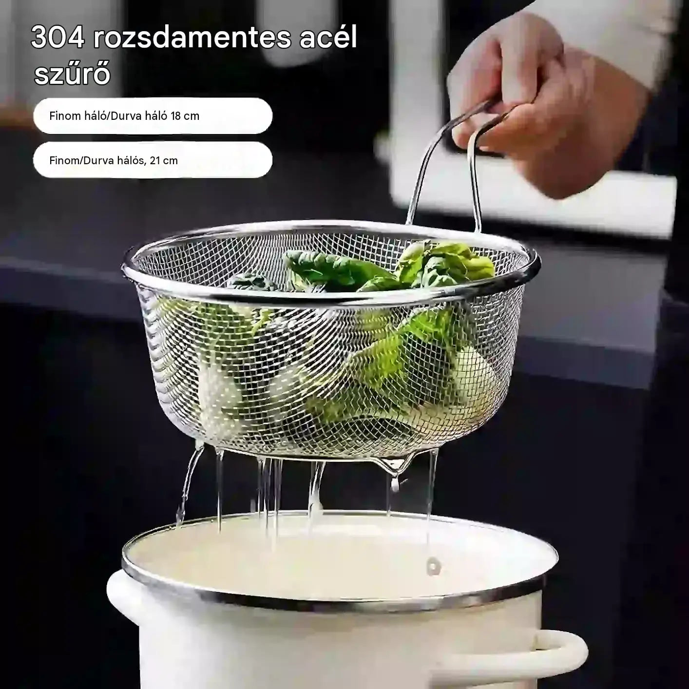 🔥🥳50% KEDVEZMÉNY🥗🍲Rozsdamentes acél hálós szűrőkosár