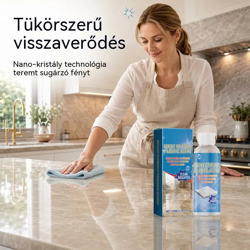 【Korlátozott ideig 50% kedvezmény!】✨ Márványtisztító és -polírozó – Gyengéden tisztít, fokozza a fényt, védi a lezárt követ ✨