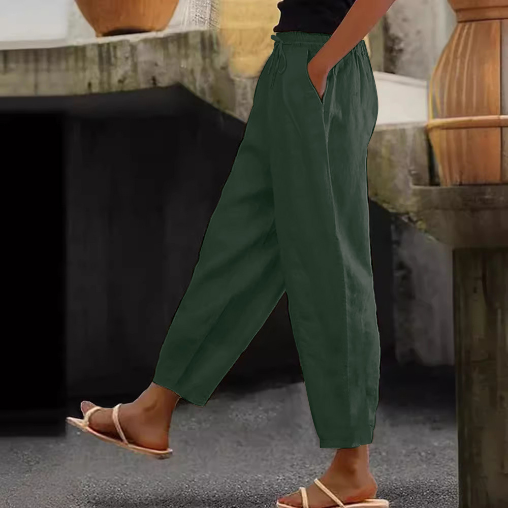 😍💕-50% kedvezmény💕【40-120 kg】Női pamut-len casual nadrág ✅️Utánvéttel