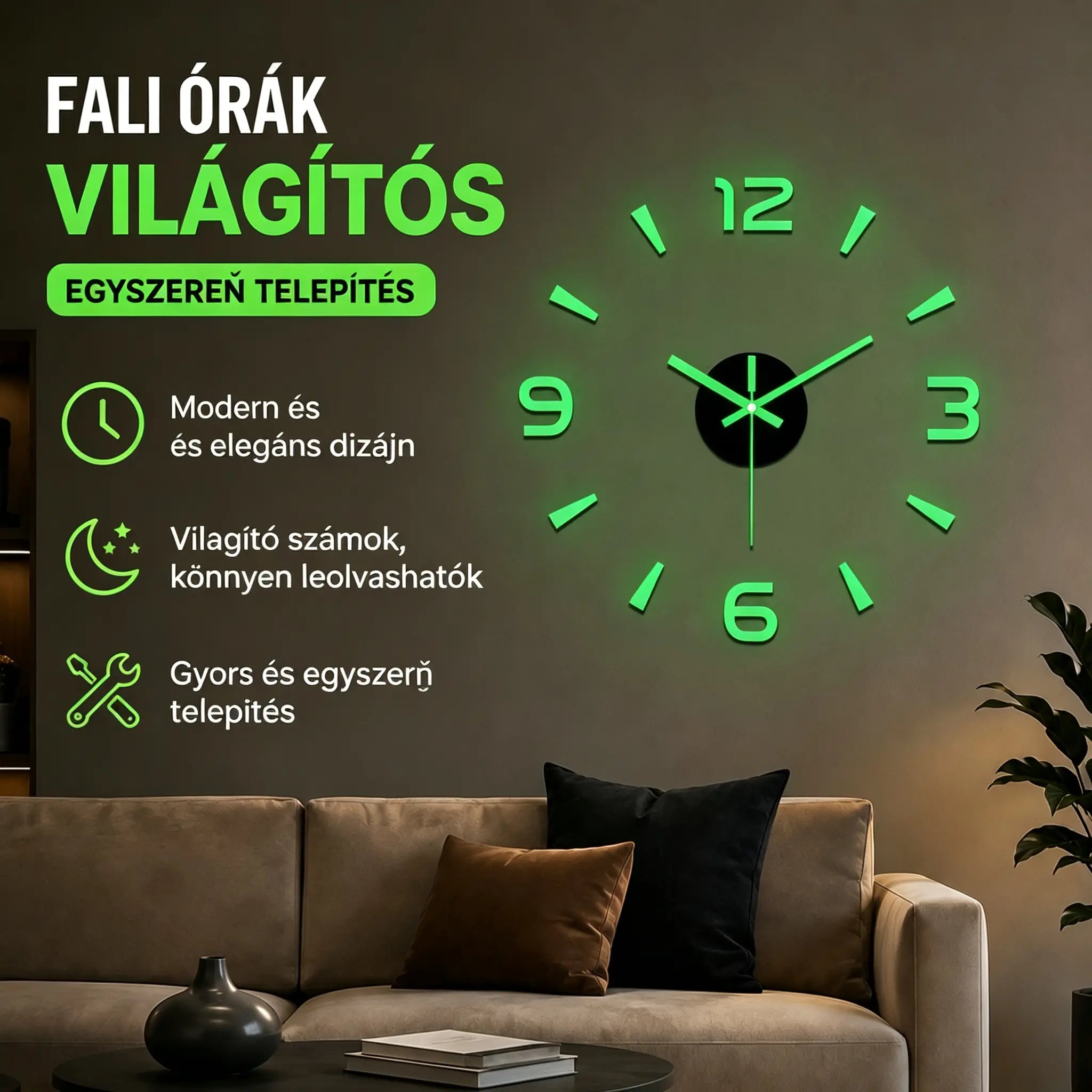 🕑【korlátozott ideig féláron】✨3D megvilágított akril falióra，Fúrás nem szükséges (szükséges saját összeszerelés)