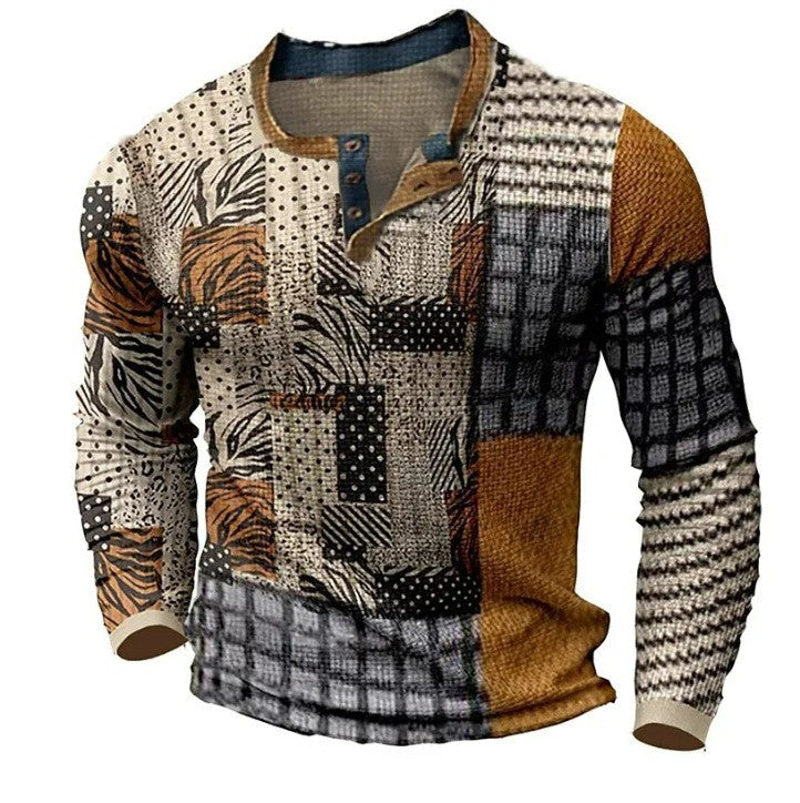 [Korlátozott ideig kapható] [S-4XL] Férfi hosszú ujjú mintás póló