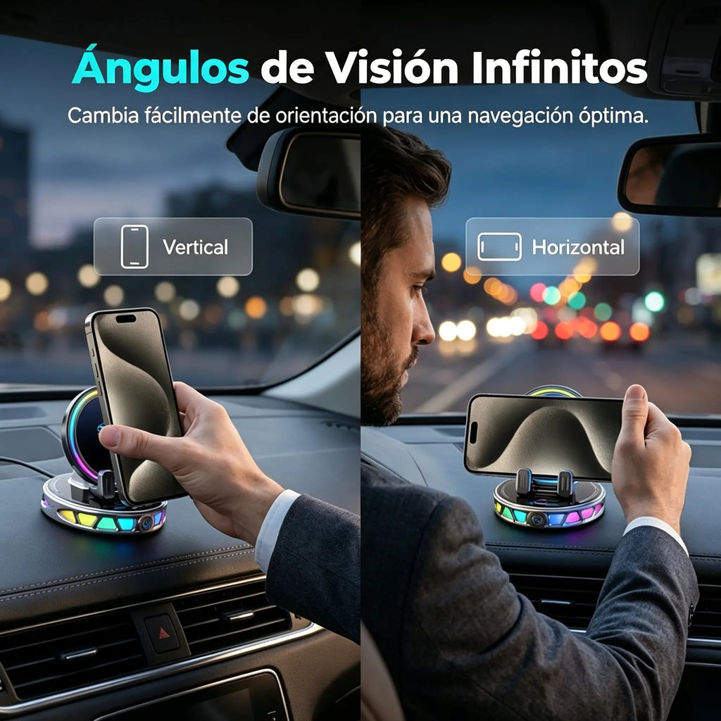 📱 RGB autós telefontartó automatikus rögzítéssel és 15 W-os vezeték nélküli töltéssel
