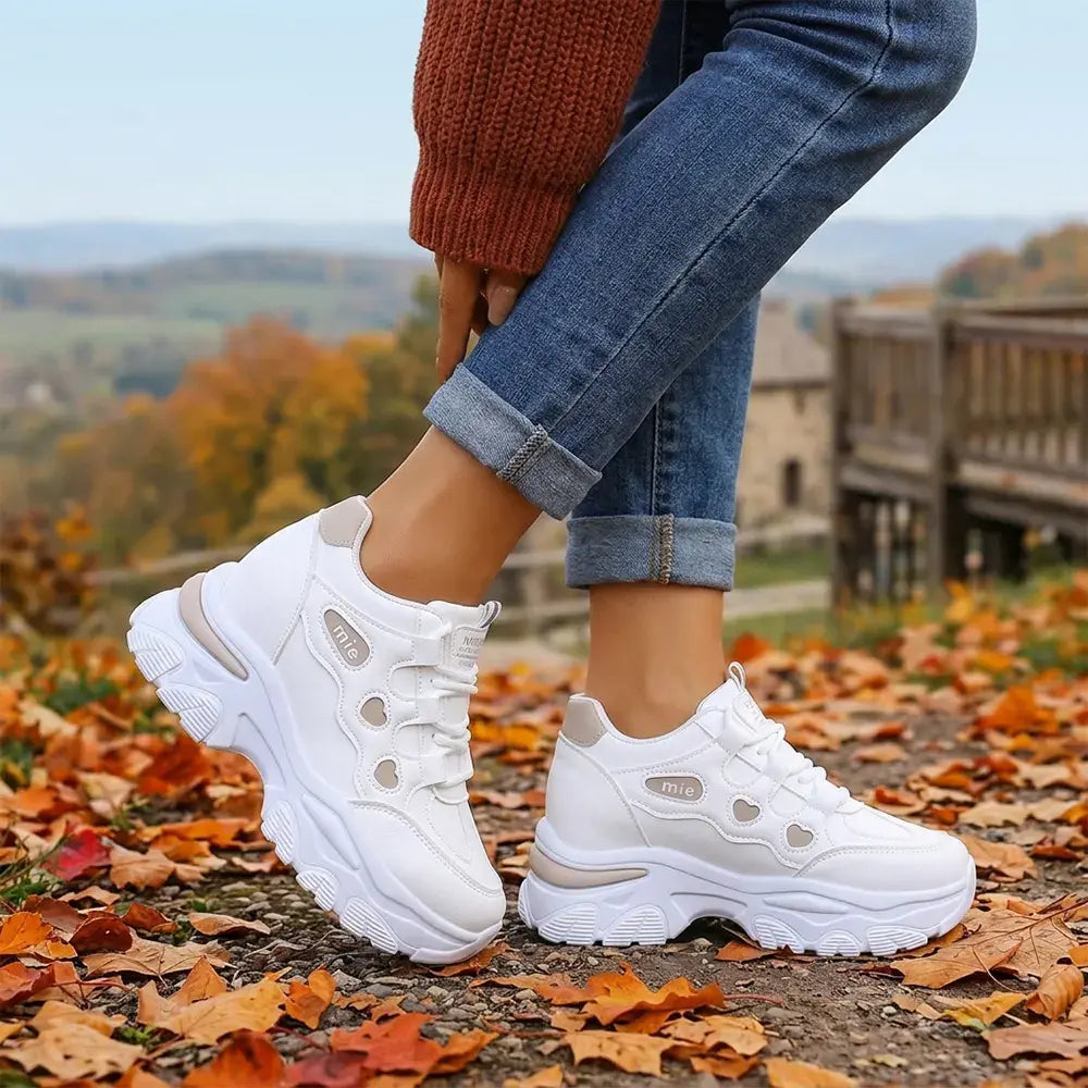 🔥【35-42】👟Női Chunky Dad platform tornacipők - Rejtett éktalpú - Fűzős, hétköznapi, színblokkos tornacipők 2026