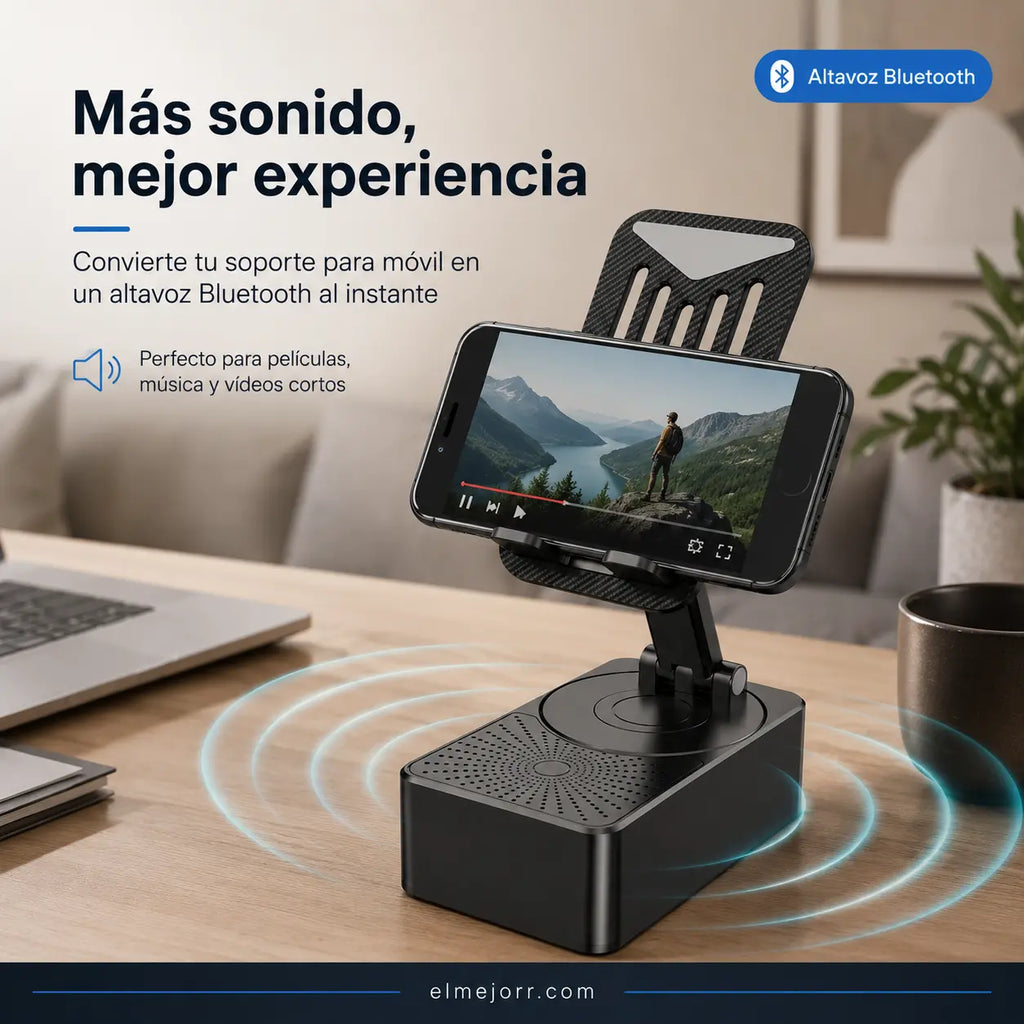 【Féláron, csak korlátozott ideig!】🔥 3 az 1-ben: Bluetooth hangszóró + töltő + 360°-ban forgatható telefontartó 📱🔊⚡