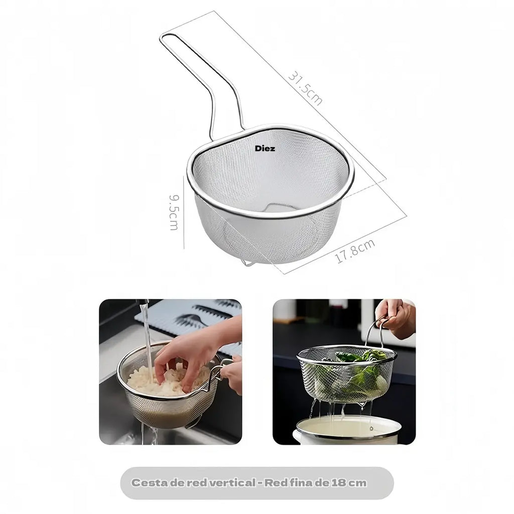🔥🥳50% KEDVEZMÉNY🥗🍲Rozsdamentes acél hálós szűrőkosár