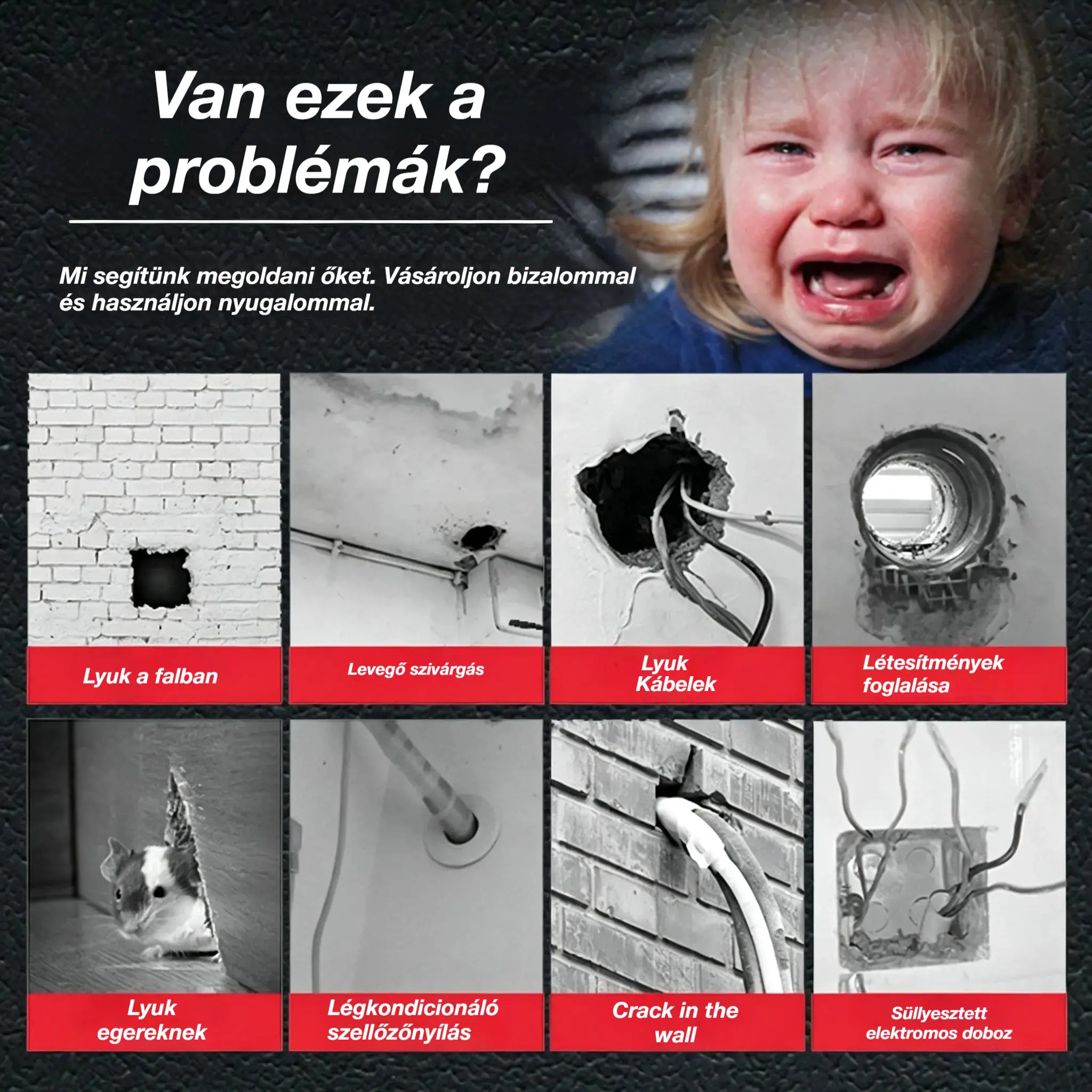 【10 darab】🔧 Fehér vízálló tömítőgitt – Javítja a légkondicionáló lyukait, falait és csöveket 💧🏠
