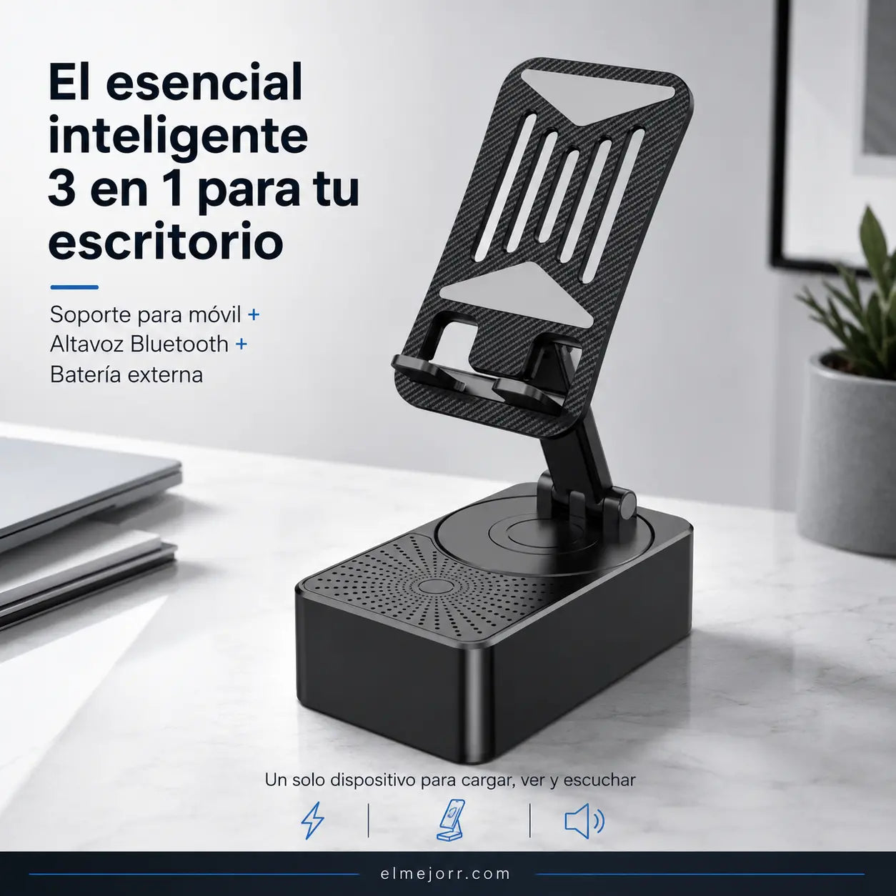 【Féláron, csak korlátozott ideig!】🔥 3 az 1-ben: Bluetooth hangszóró + töltő + 360°-ban forgatható telefontartó 📱🔊⚡