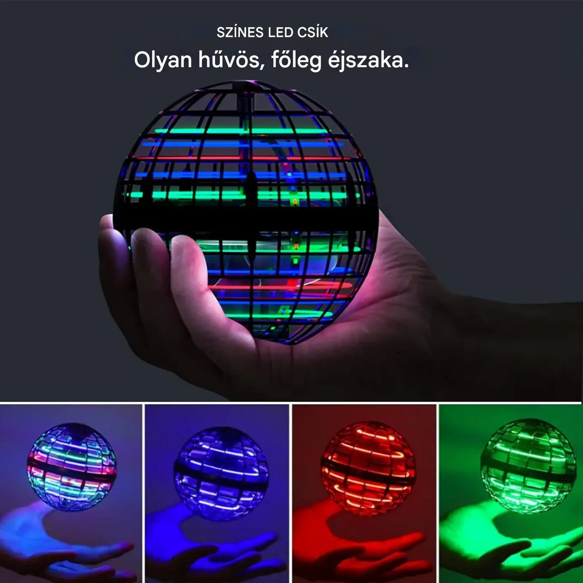 【Korlátozott ideig 50% kedvezmény!】UFO intelligens indukciós forgó labda, varázslatos repülő labda, felfüggesztett labda, ujjbegyre világító varázslat