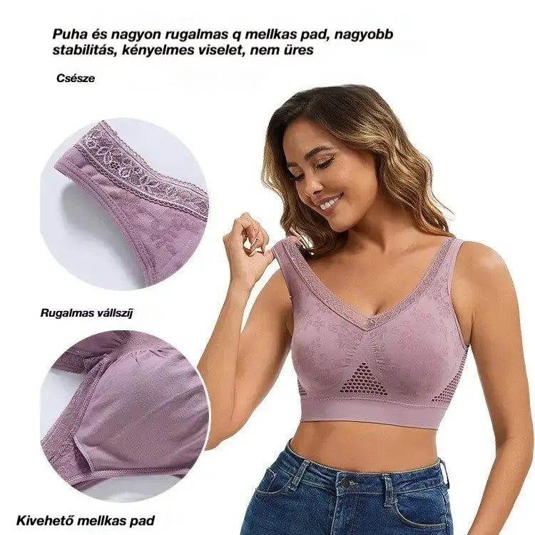 【Korlátozott ideig 50% kedvezmény!】😍❤️40-120 kg【3 db-os csomag 】✨Női merevítő nélküli csipkés melltartó, magas tartást biztosítva