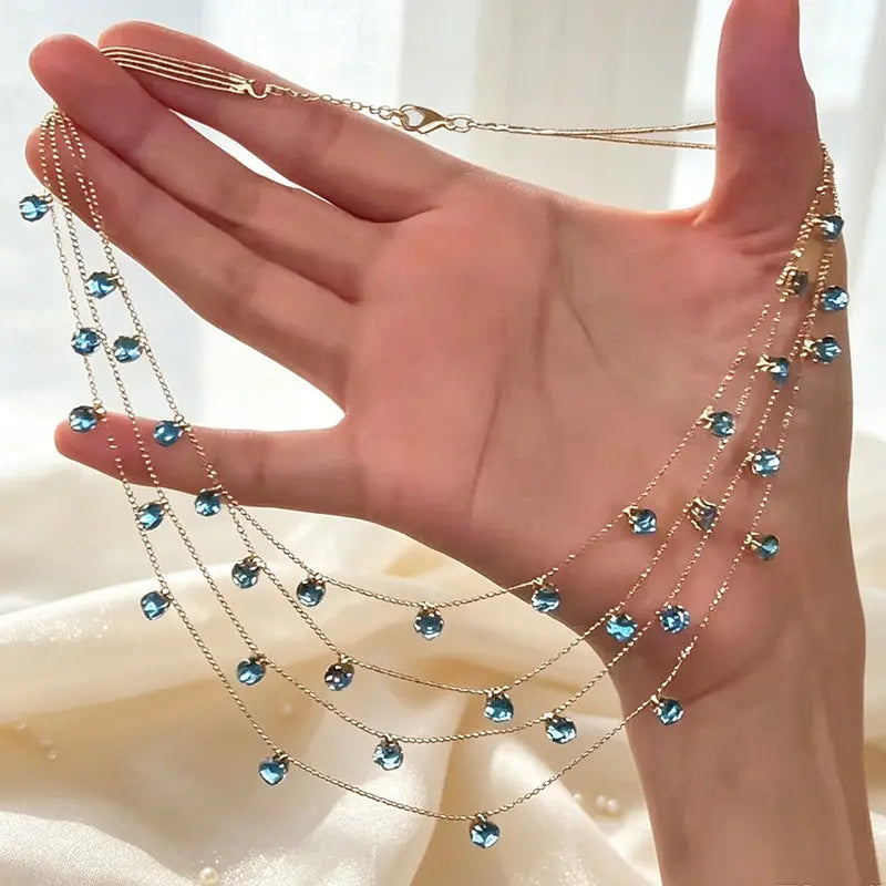 📢😍 50% kedvezmény! ✨ Női többrétegű, csillogó kulcscsont medál nyaklánc