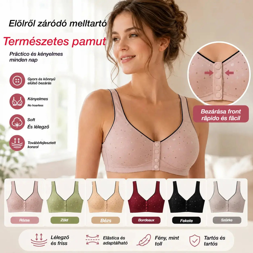 😍【3 darabos csomag】Női merevítő nélküli melltartó elöl gombokkal 【40-120 kg】❤️Kényelmes antibakteriális természetes pamut