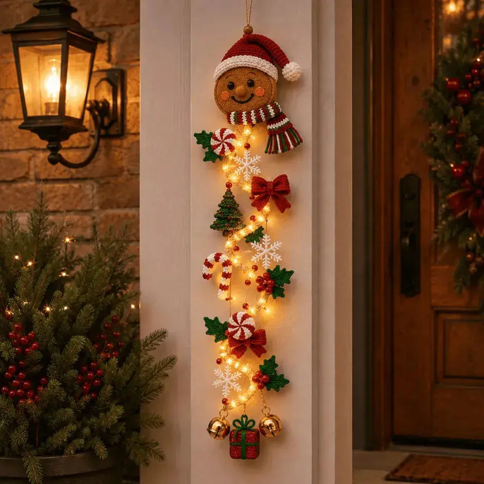 🎄 MerryCascade világító karácsonyi ajtódísz | 6 ünnepi dizájn, meleg fény, 3D részletek és helytakarékos függőleges kialakítás✨